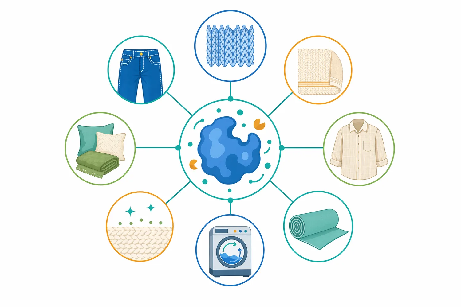 Acid cellulase is used across cotton bio-polishing, anti-pilling treatment, denim washing, linen softening, and preparation of cellulosic surfaces for later finishing.