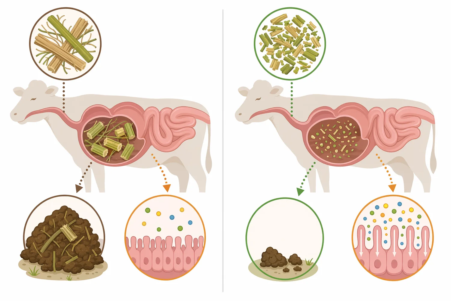 Feed enzymes differ by substrate, with cellulase targeting cellulose while xylanase, β-glucanase, phytase, and protease address other feed limitations.