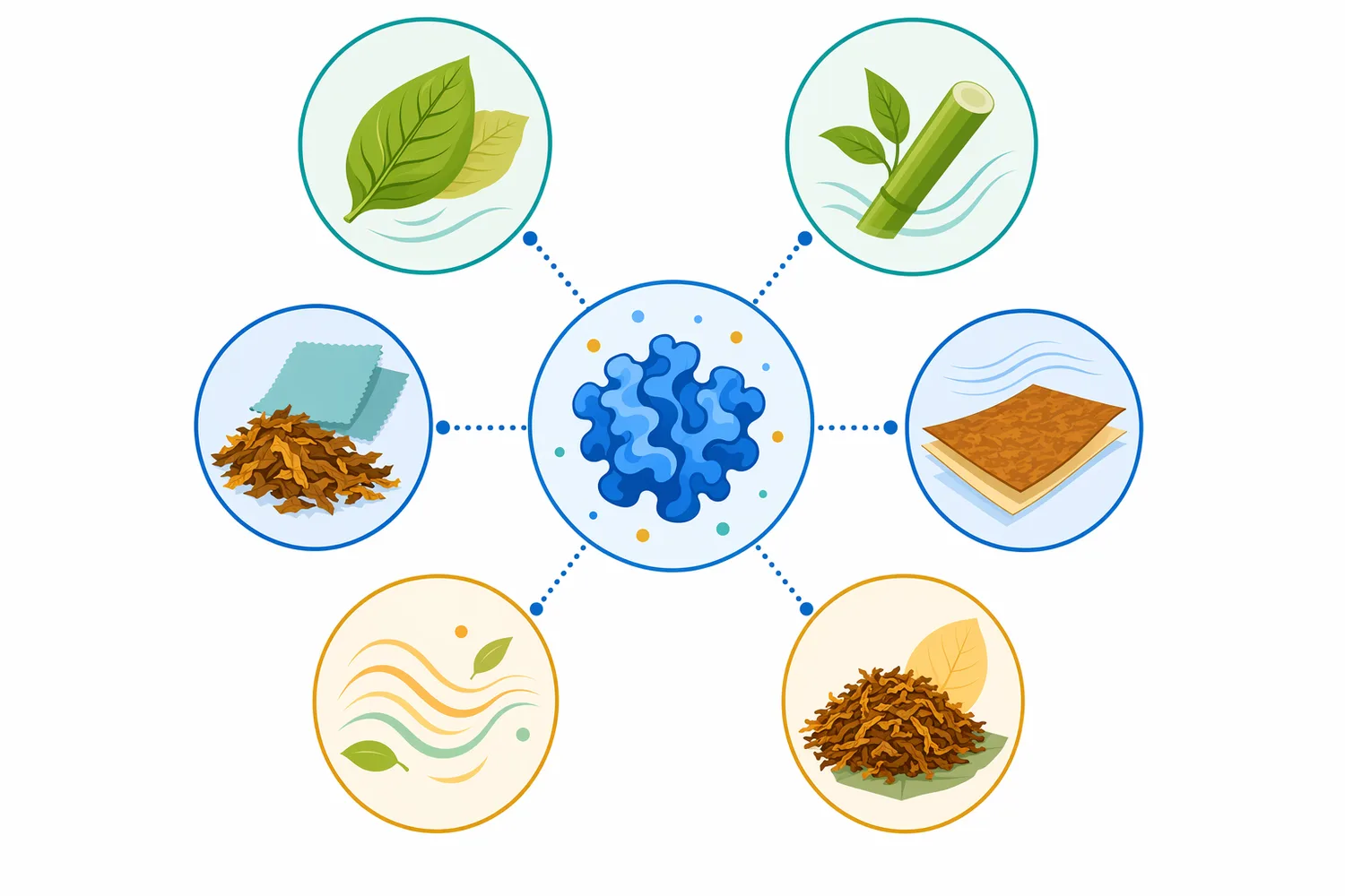 Acid cellulase can be applied to tobacco leaf, stems, fines, reconstituted fiber systems, extraction streams, and residue valorization where cellulose accessibility limits processing.