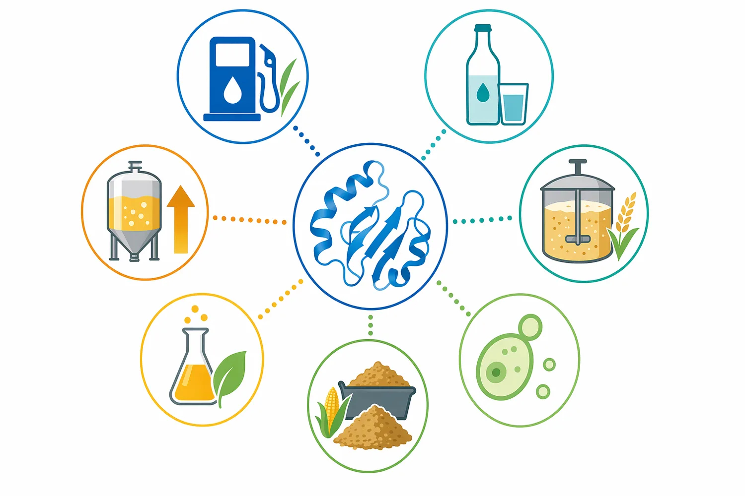 Acid protease is most relevant in protein-containing starch mashes such as corn, rice, wheat, sorghum, and mixed agricultural substrates.