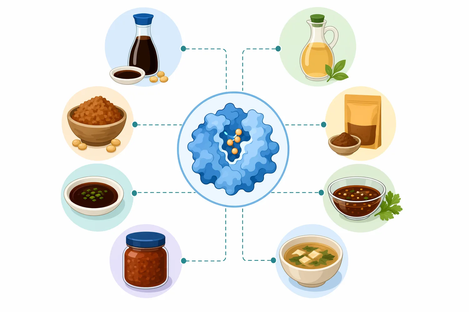 Acid protease is relevant for soybean meal, oilseed press cakes, legumes, cereal by-products, rice wine lees, and other protein-rich fermentation substrates.