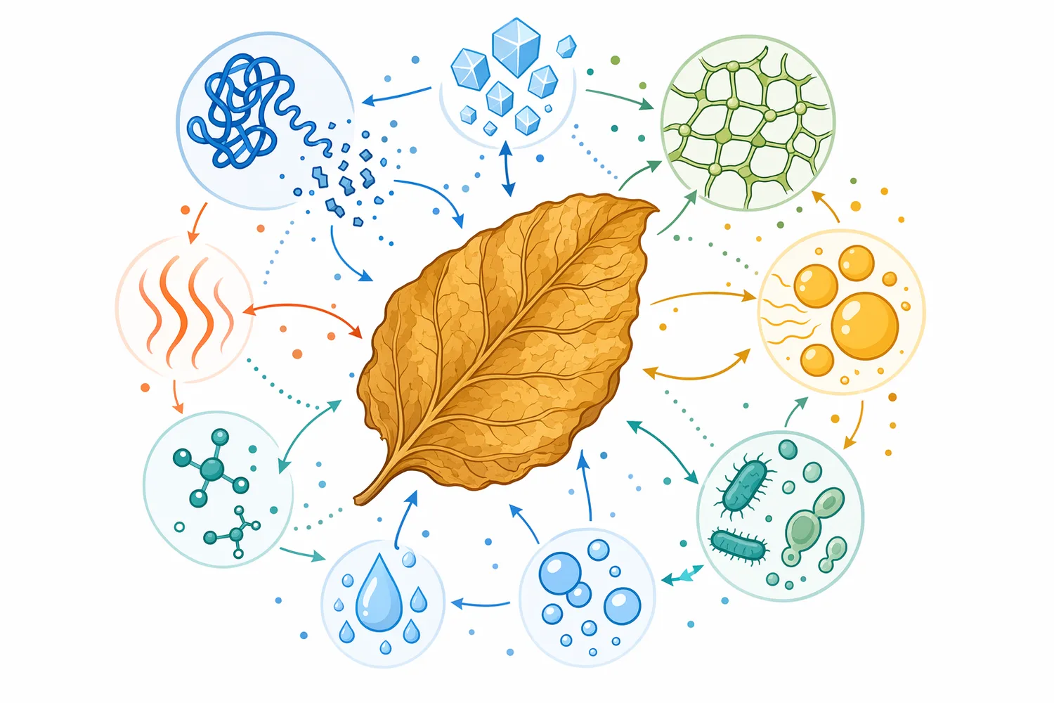 Protein hydrolysis is one pathway among many simultaneous biochemical changes in tobacco-leaf fermentation and aging.