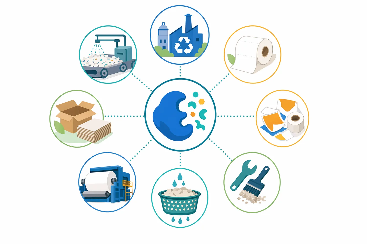 Relevant application areas include recycled fiber, label and packaging residue removal, equipment cleaning, textile and nonwoven operations, and polymer-associated contaminant management.