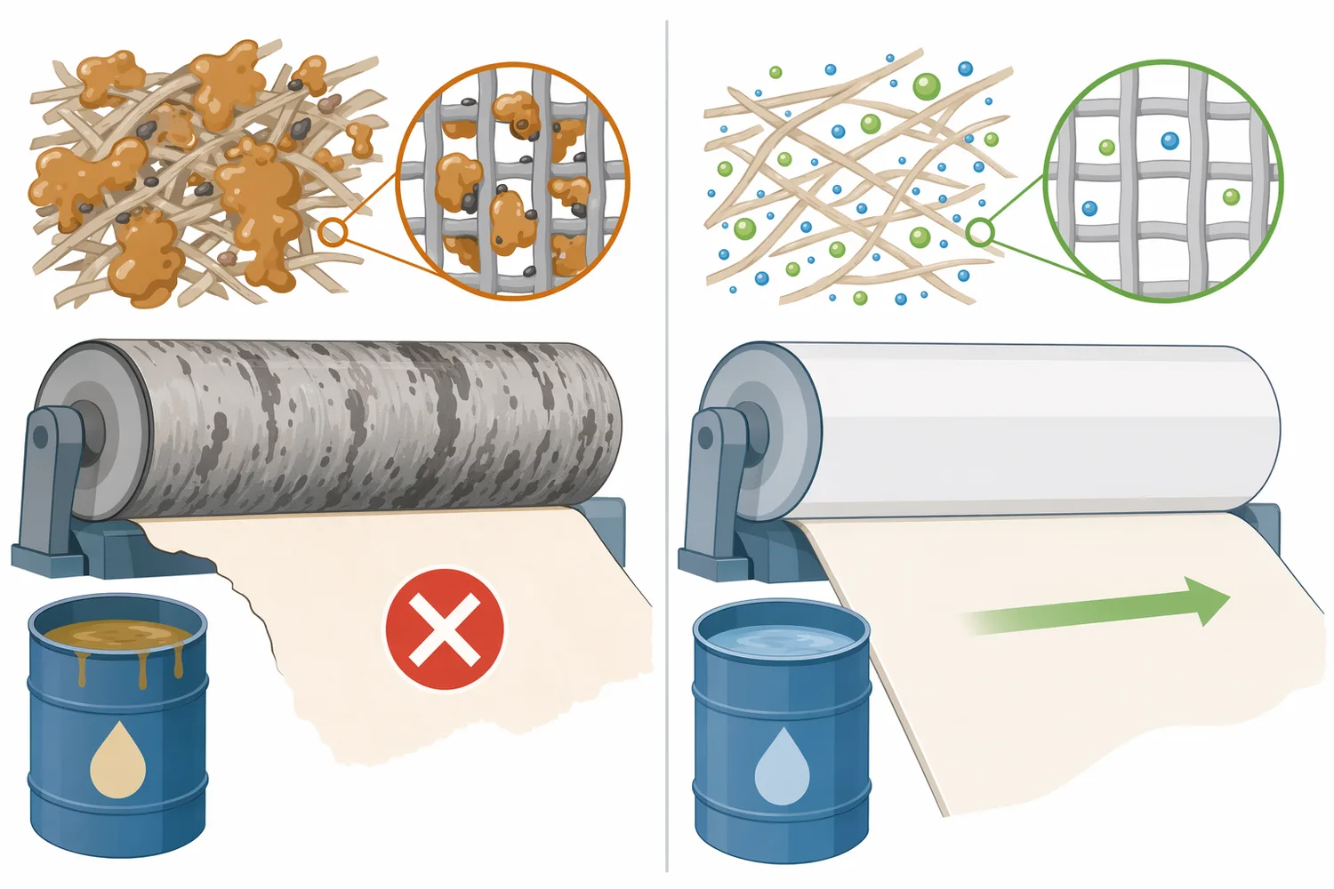 Starch, protein, ester-containing, lipid-like, and polysaccharide-rich deposit phases differ in the bonds enzymes can hydrolyze and in the practical removal effects produced.