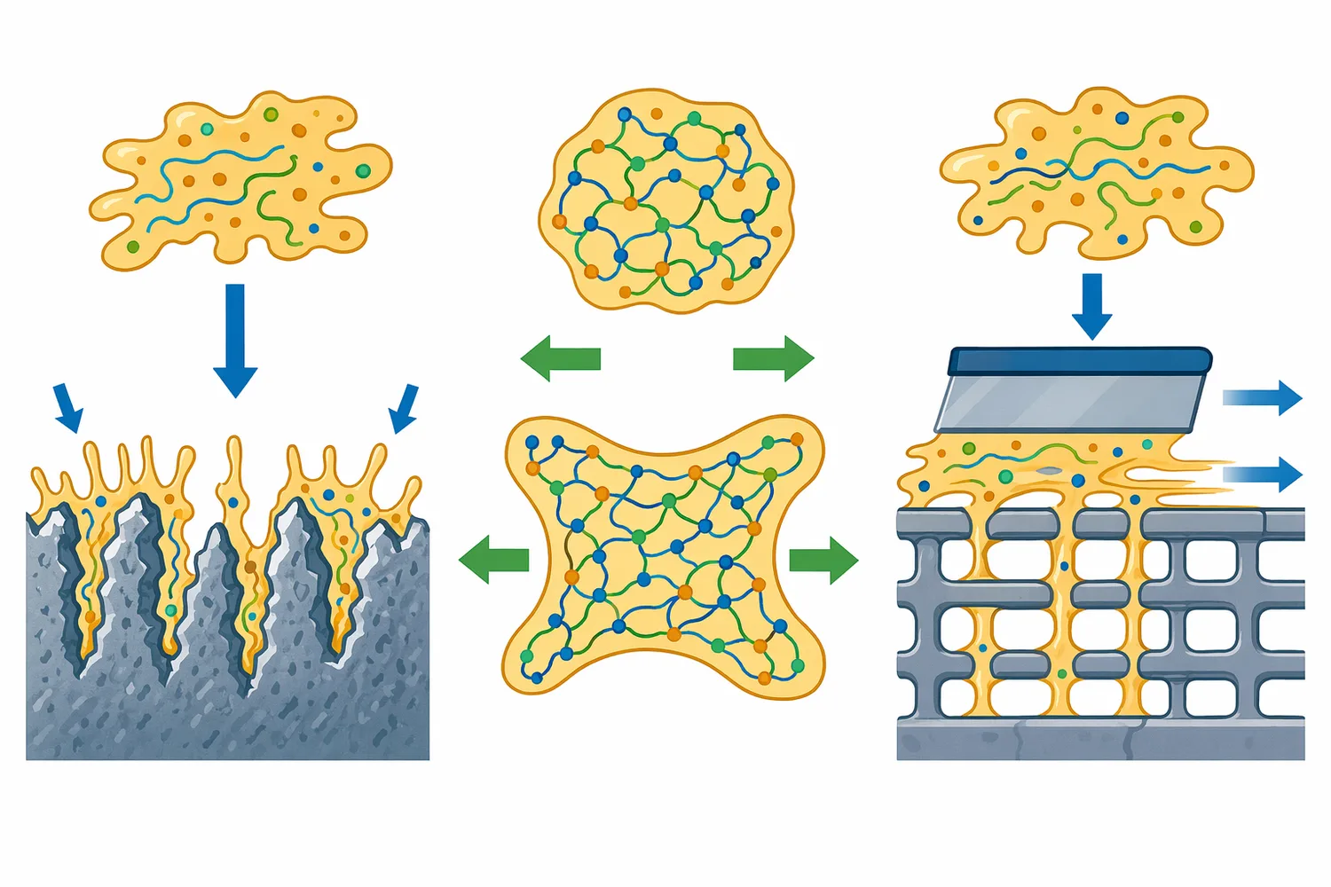Sticky deposits are difficult to remove because adhesion, cohesion, and deformability allow them to grip surfaces, remain intact, and smear into pores or fibers.
