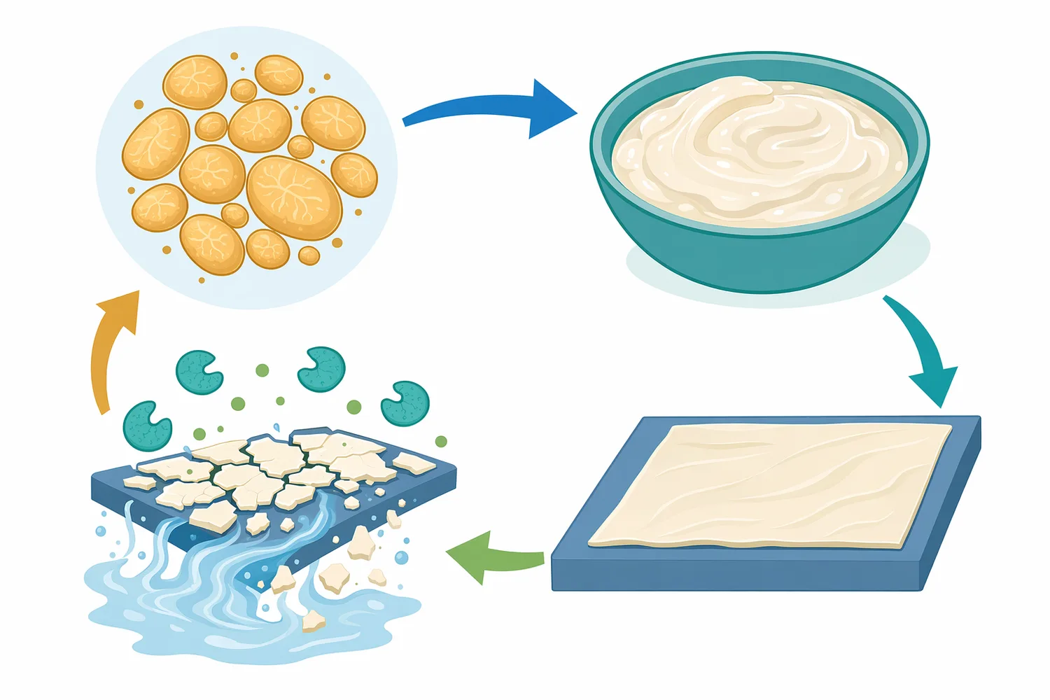 Starch cleaning difficulty depends on whether the residue is native, cooked, gelatinized, dried, aged or embedded in a surface.