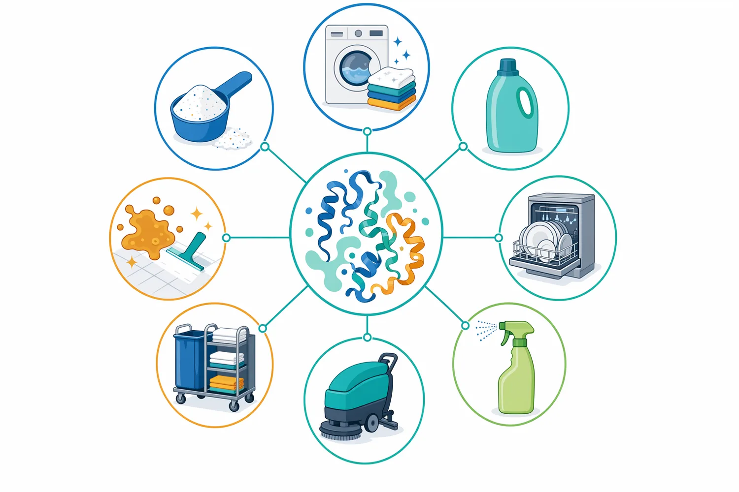 Alp01 is positioned for lipid-stain control in laundry detergents, compact formats, commercial laundry, textile pre-treatment, and hard-surface cleaners.