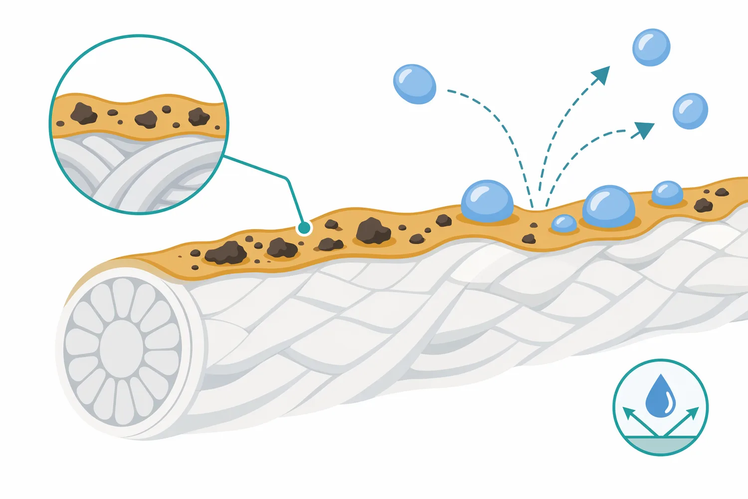 Oily soils persist because hydrophobic films cling to fabrics or surfaces and can trap particulate residues.