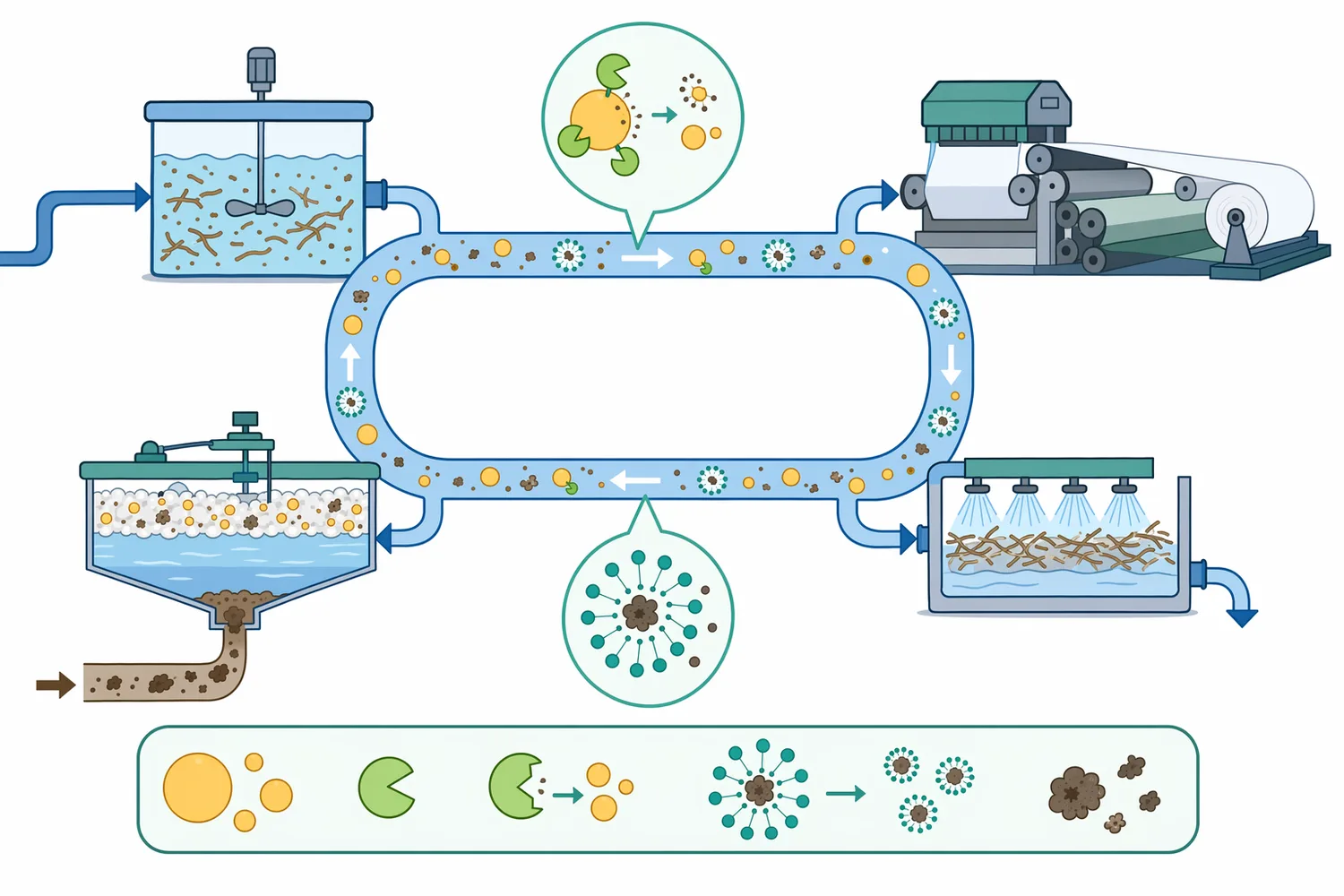 Lipase changes lipid chemistry, while surfactants, whitewater conditions, washing, and flotation determine where the modified contaminants go.