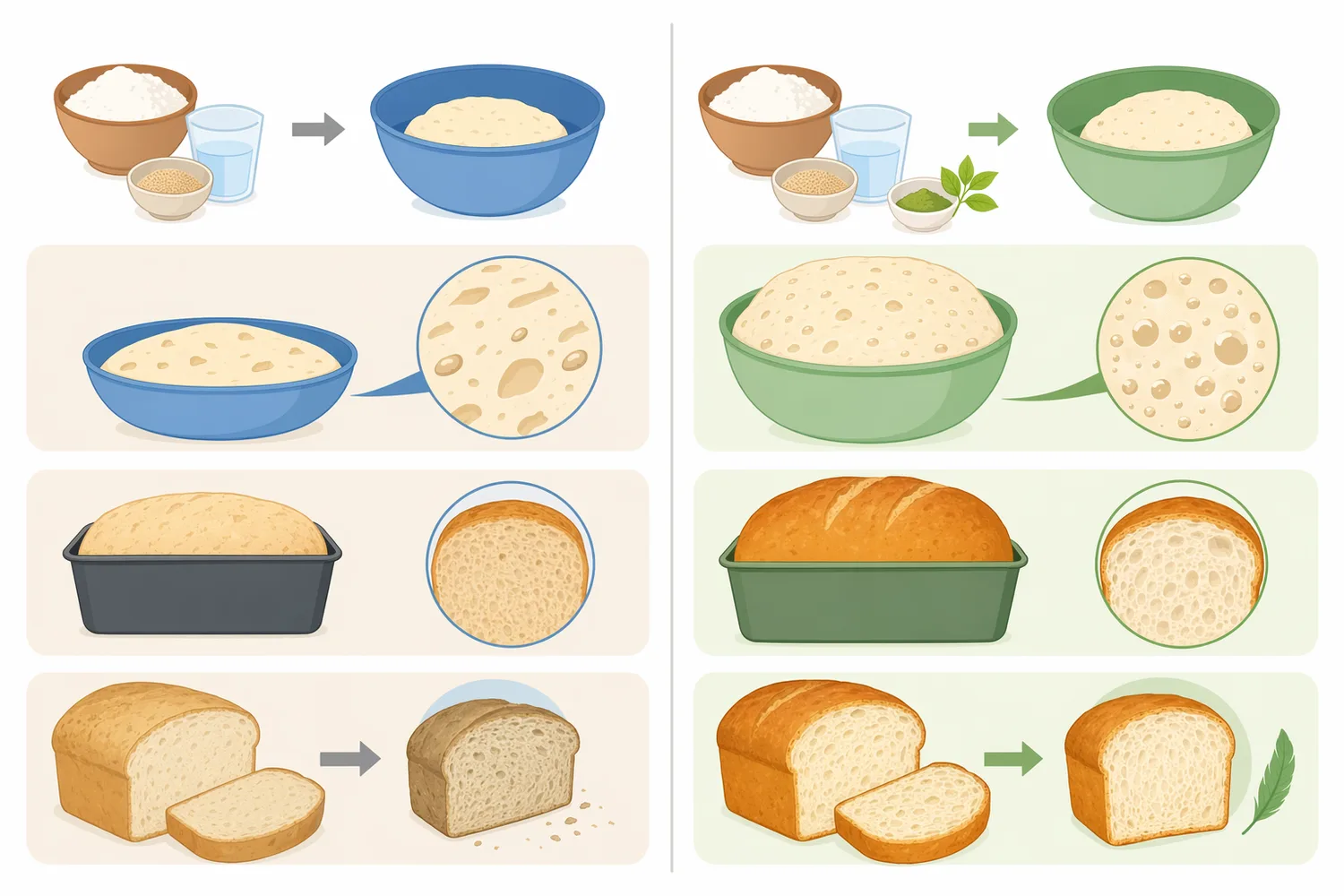 Compared with non-enzyme baking, alpha amylase treatment supports more consistent fermentation, better volume, improved crust color, and softer crumb.