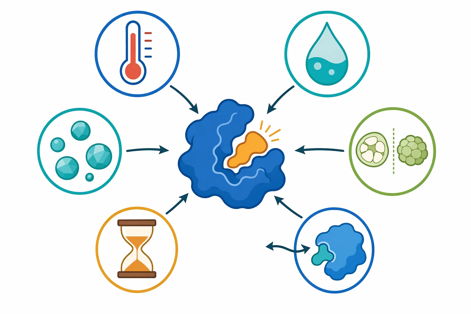 Alpha-amylase performance depends on enzyme stability, pH and temperature conditions, mineral effects, substrate accessibility, time and enzyme pairing.
