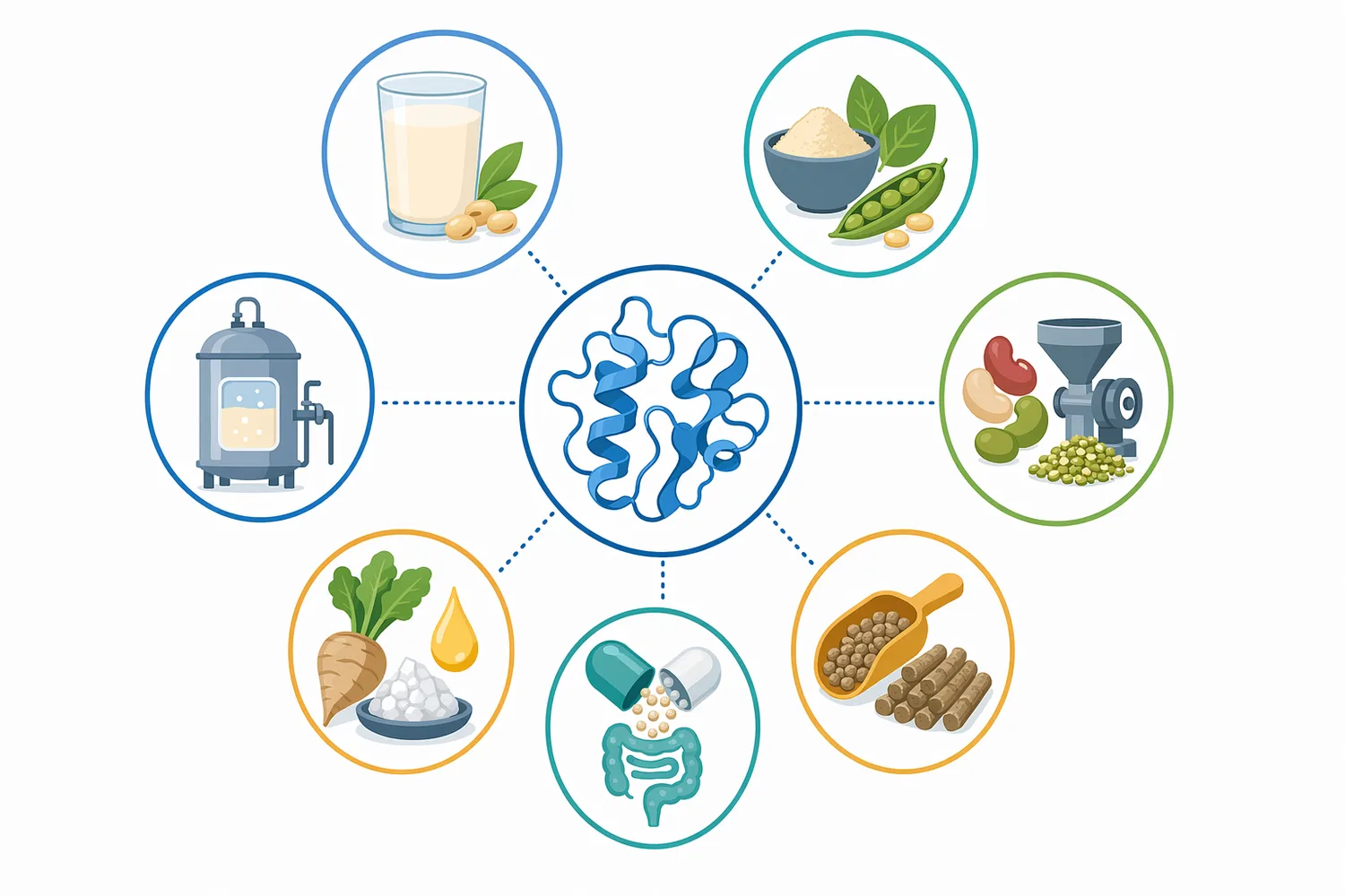 Soymilk, soy slurries, pulse ingredients, and legume-based foods are supported application areas when raffinose and stachyose are accessible in the matrix.