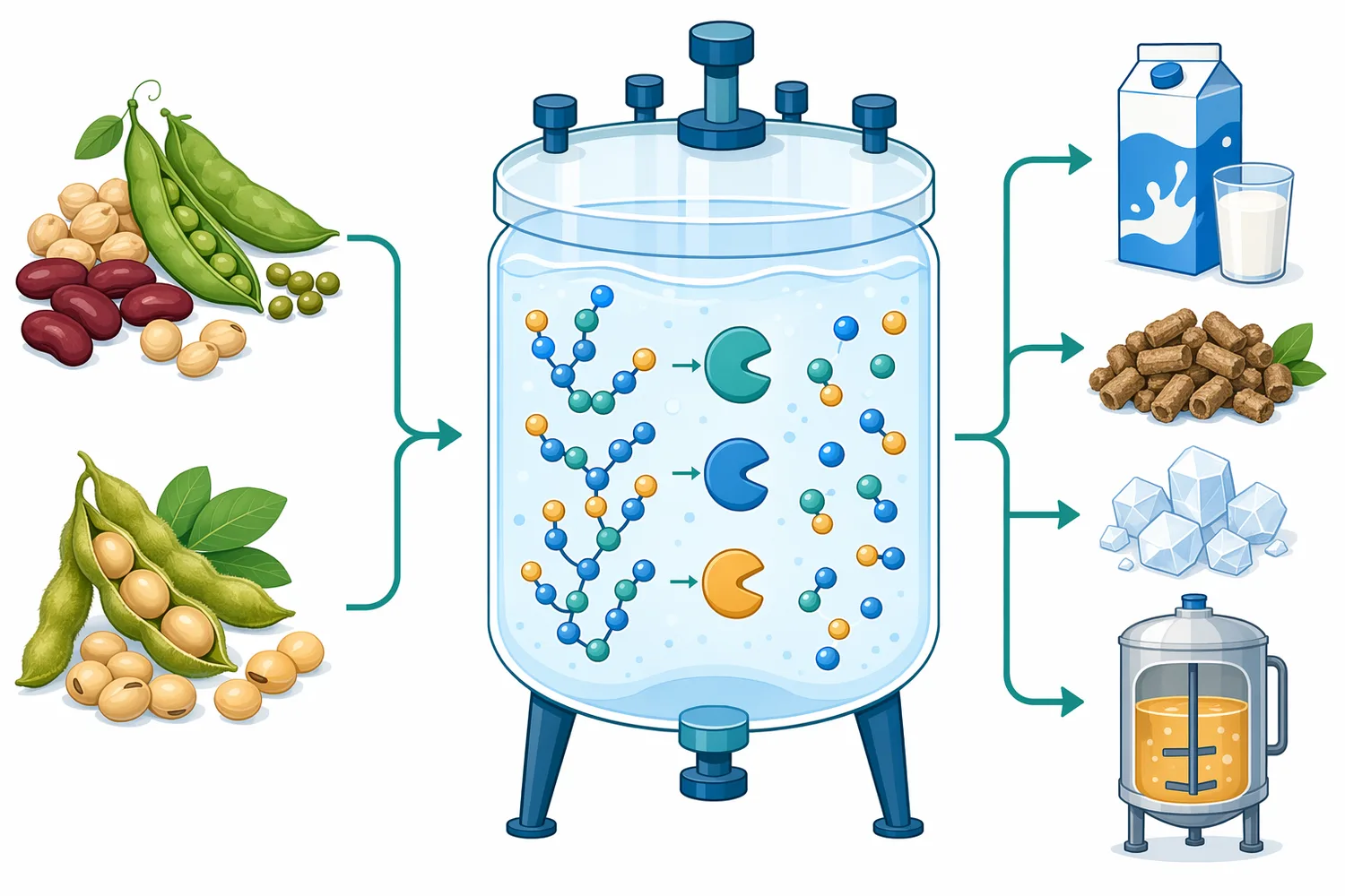 Raffinose-family oligosaccharides in soy and pulses are key targets because they can persist into digestion or affect downstream processing.