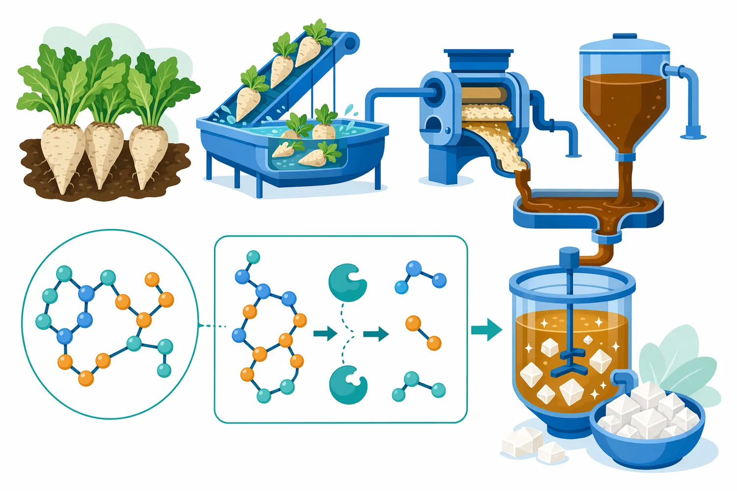 In beet molasses and sugar processing, alpha-galactosidase can hydrolyze raffinose that may interfere with sucrose recovery or stream handling.