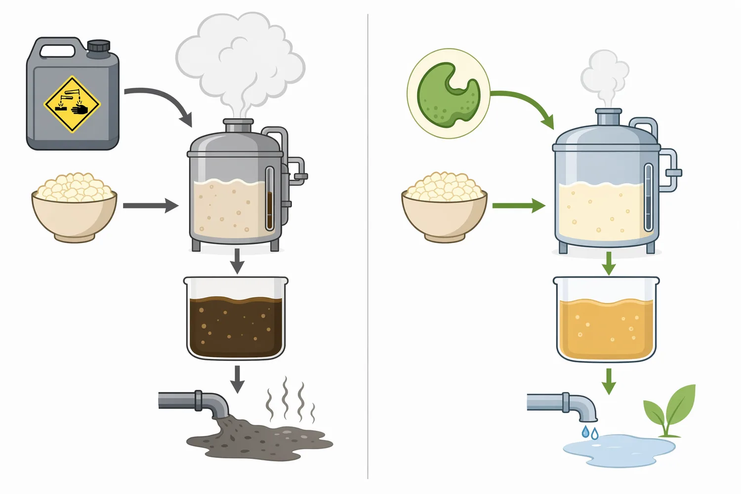 Alpha-amylase, beta-amylase, and glucose-forming exoamylases differ by cutting pattern and resulting sugar profile.