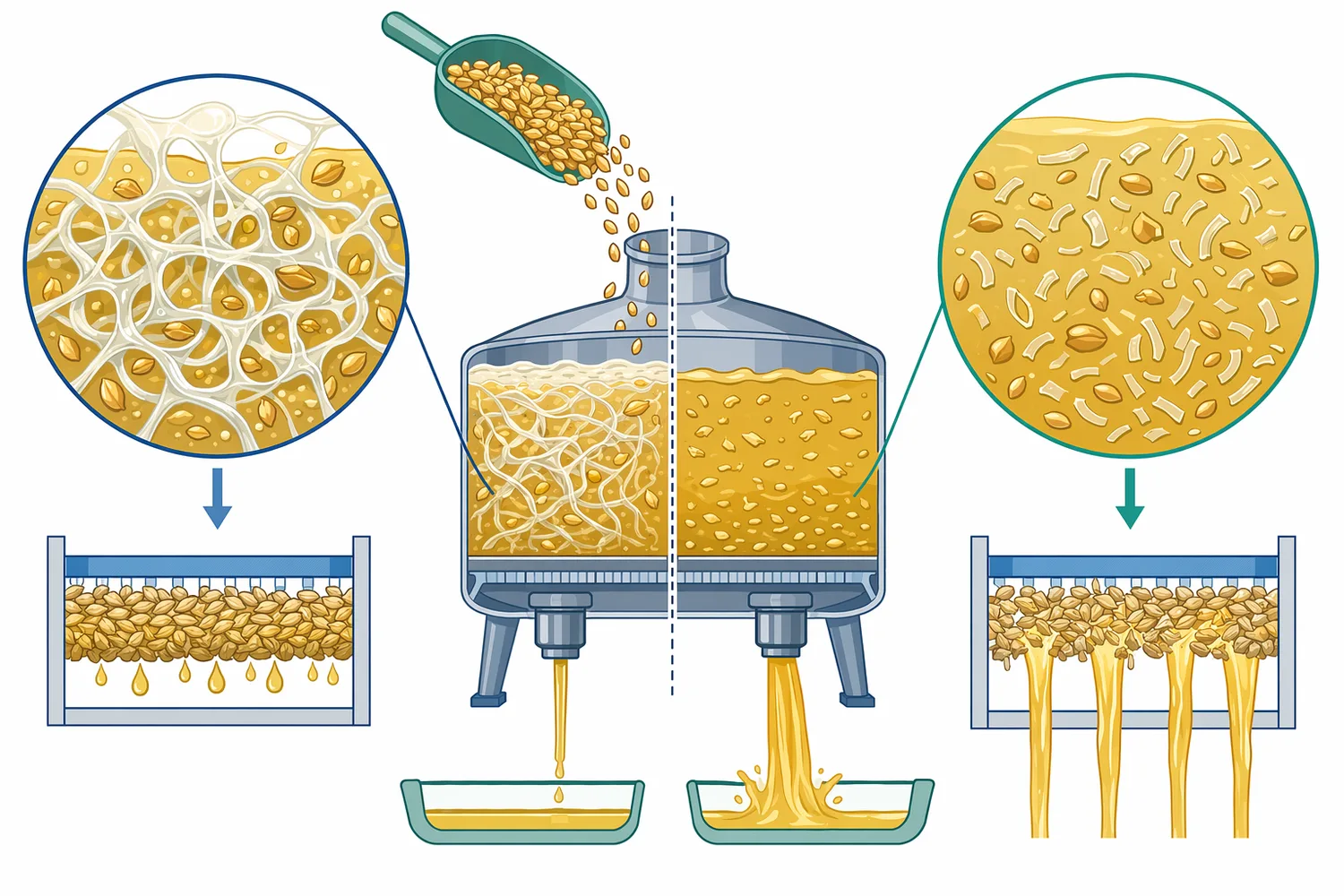 Beta-glucanase is used as a brewing process aid when cereal beta-glucans restrict mash, wort, or beer flow.