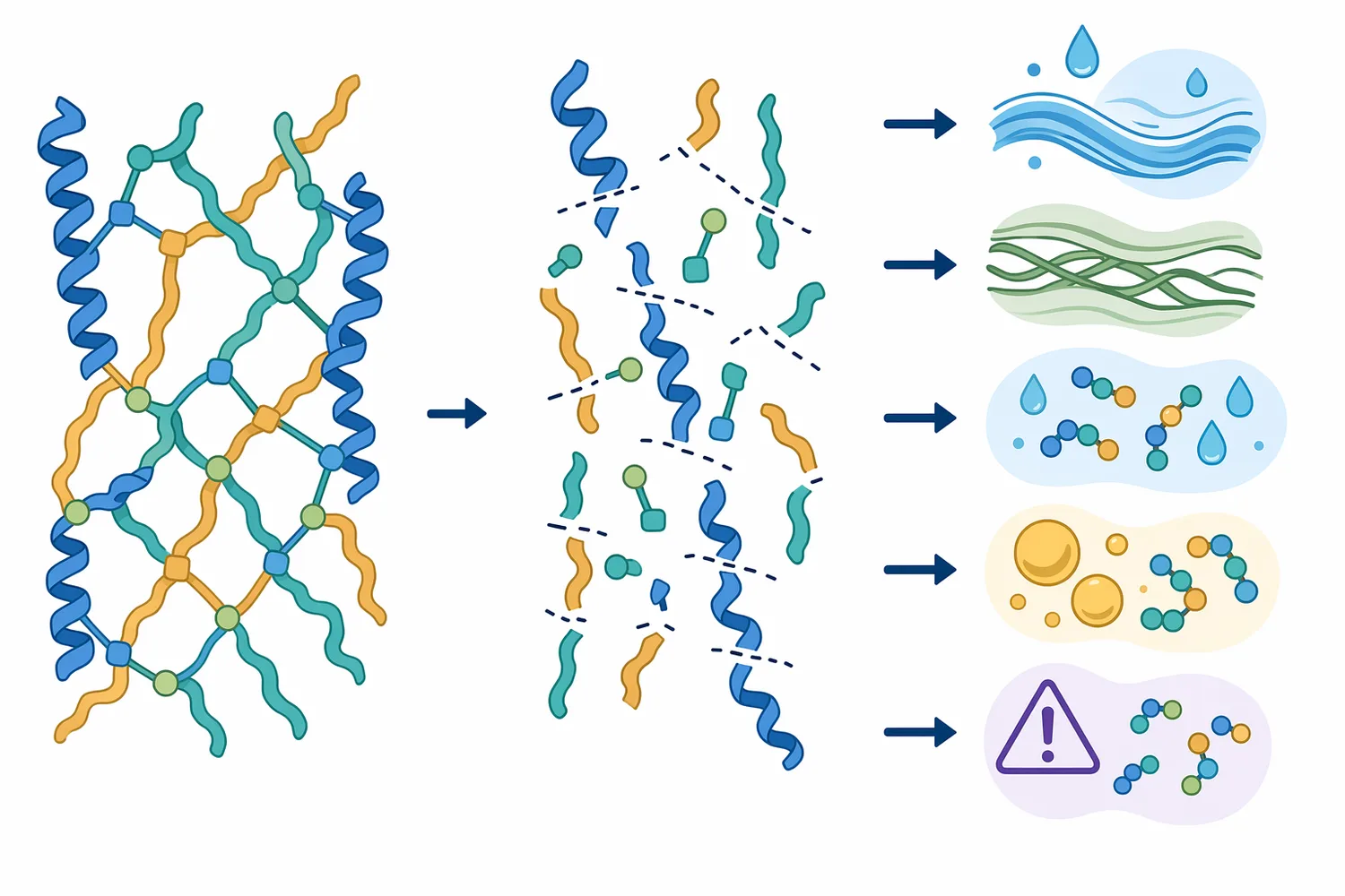 Protein hydrolysis can change viscosity, softness, solubility, water interaction, oil interaction, and flavor risk.