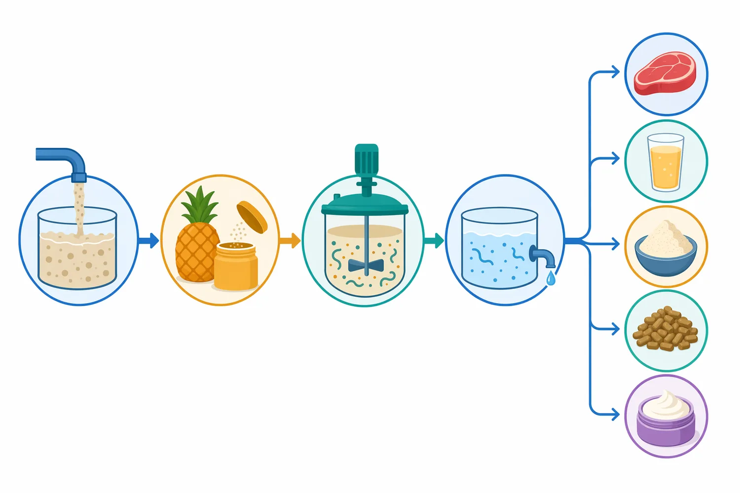 Controlled bromelain use depends on hydration, substrate accessibility, temperature, pH, contact time, mixing, and a step that limits or stops the reaction.