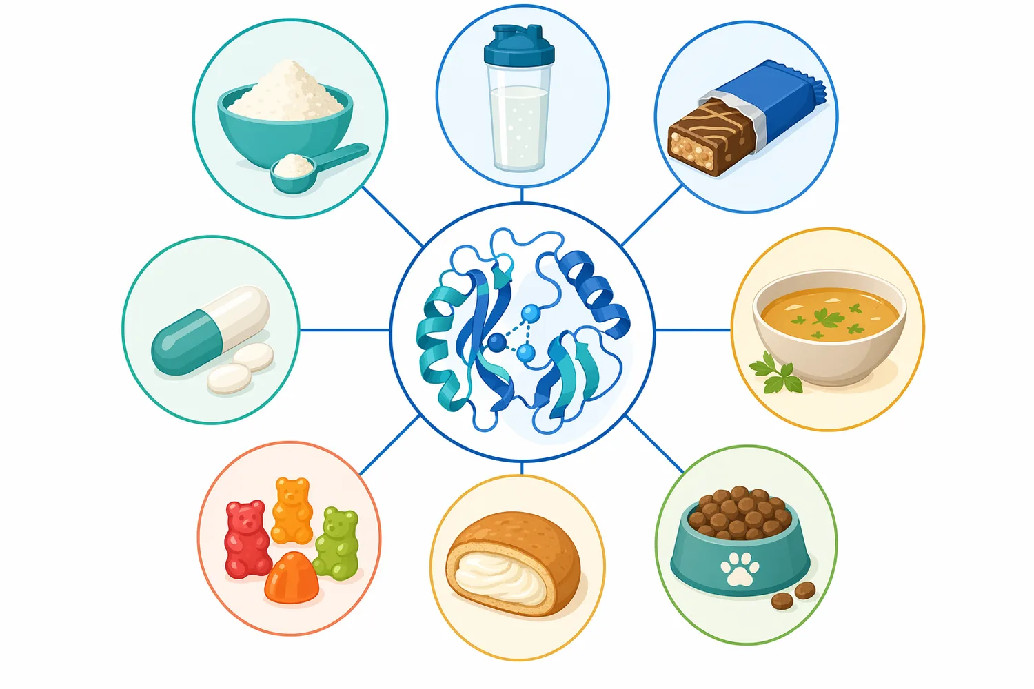Gelatin hydrolase is used to make collagen peptide ingredients for beverages, supplements, foods, confectionery, and nutrition products.
