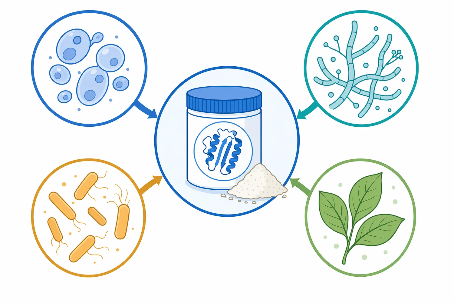 Invertase occurs in yeasts, fungi, bacteria, and plants, while commercial enzyme forms share the core function of sucrose hydrolysis.
