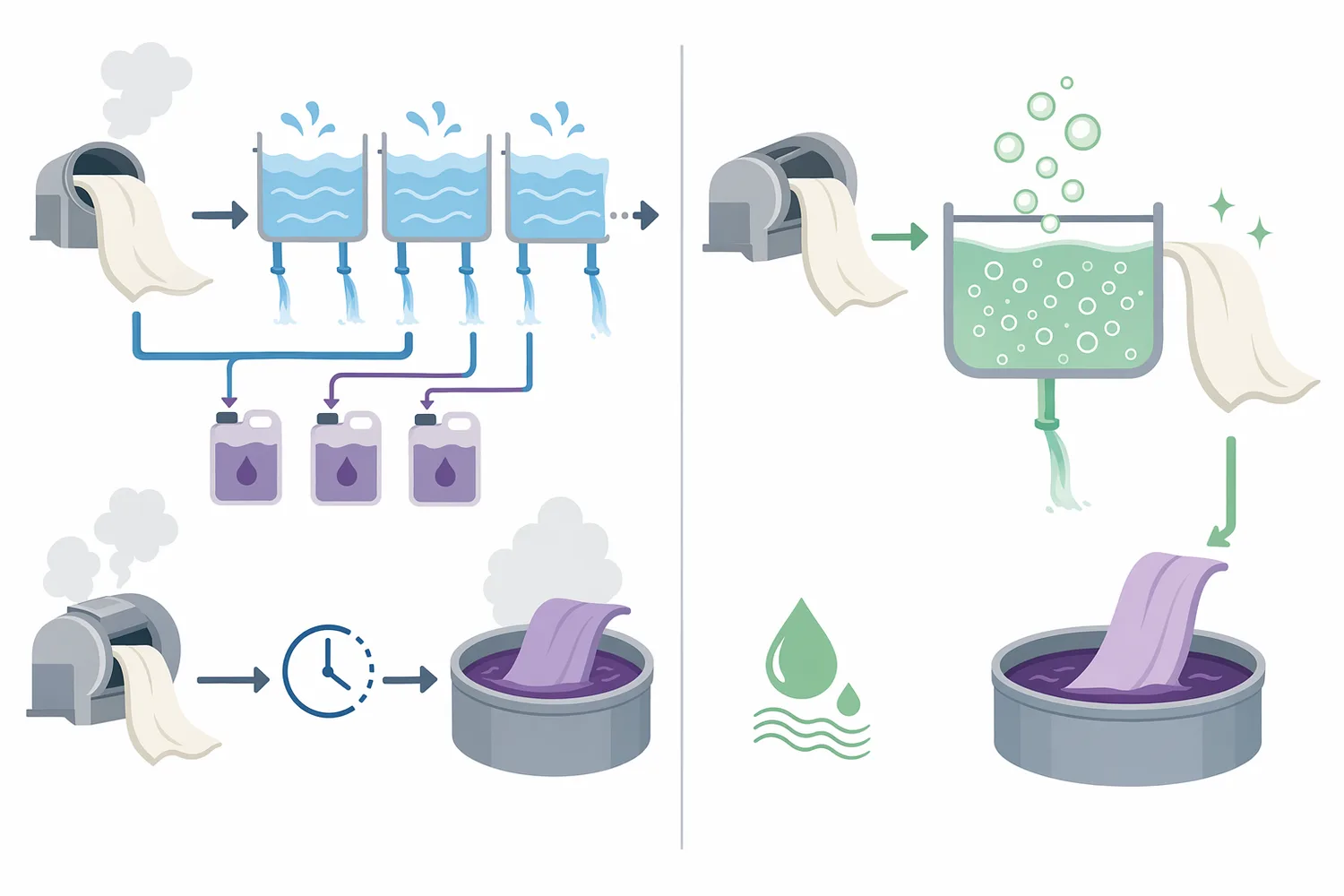 Catalase differs from rinsing, reducing agents, and waiting because it destroys peroxide enzymatically rather than removing it by dilution or adding reducing chemistry.