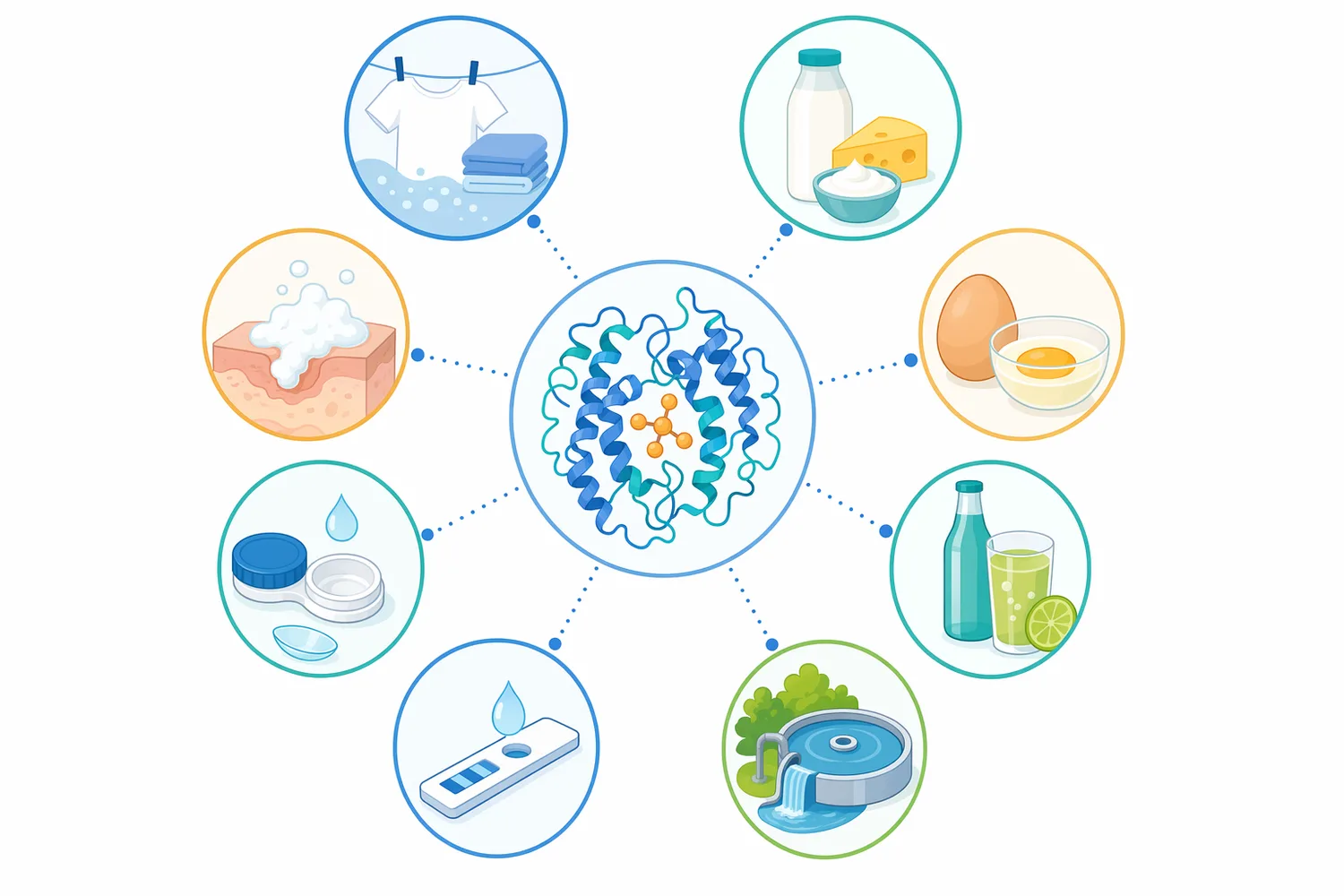 Industrial catalase applications center on peroxide control in food and ingredient processing, glucose oxidase systems, textiles, wastewater, and bioprocessing workflows.