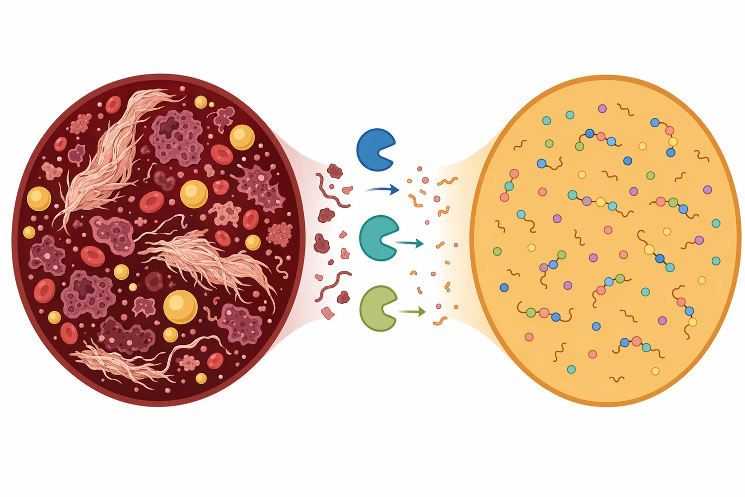 Enzymatic hydrolysis converts a nutrient-rich but difficult organ substrate into a more uniform liquid hydrolysate stream.