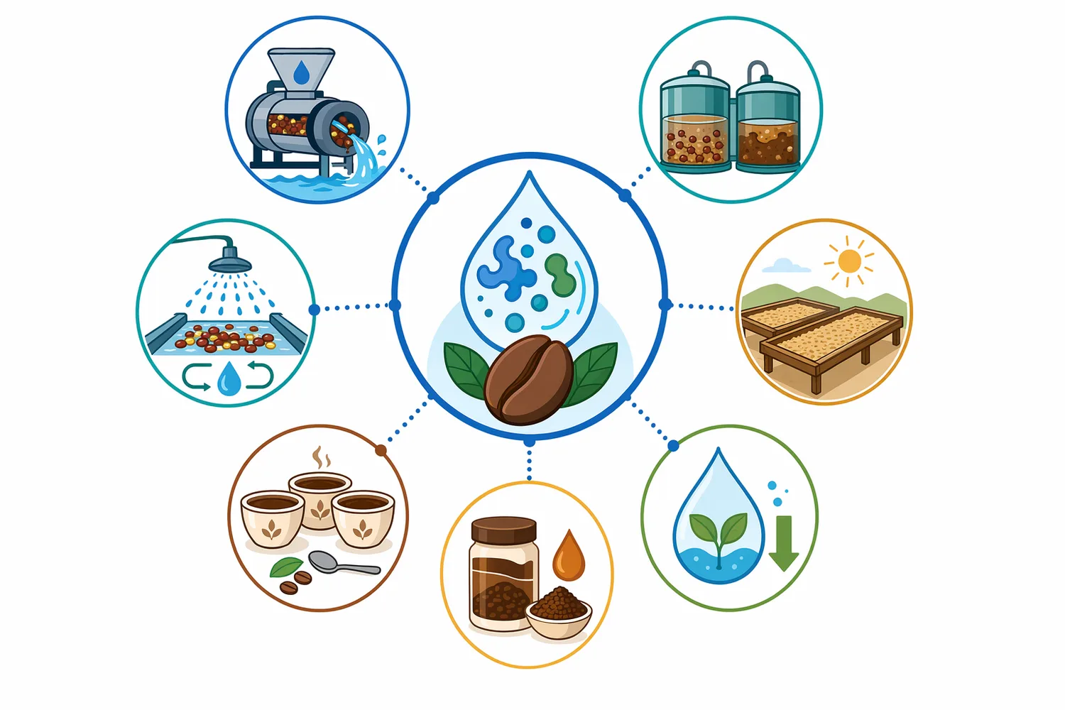 Coffee demucilaging enzymes support wet milling, controlled fermentation, water reduction, drying efficiency, and consistent green coffee quality.