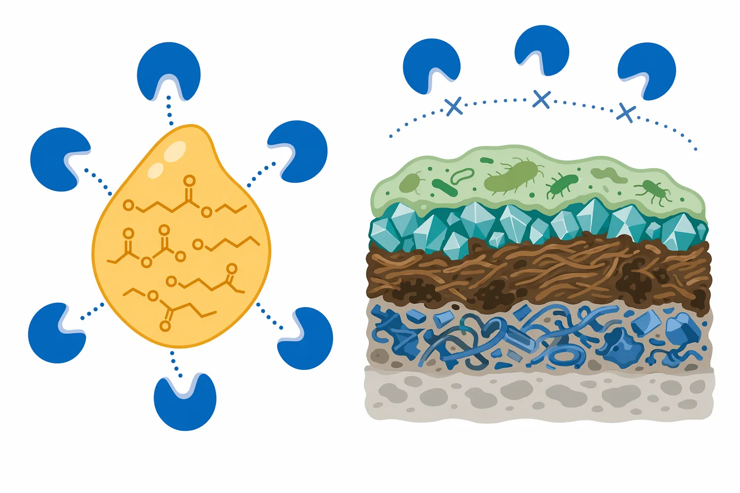 Performance is most realistic on fresh or dispersed ester-rich residues, while hardened mixed deposits and non-ester materials require other controls.