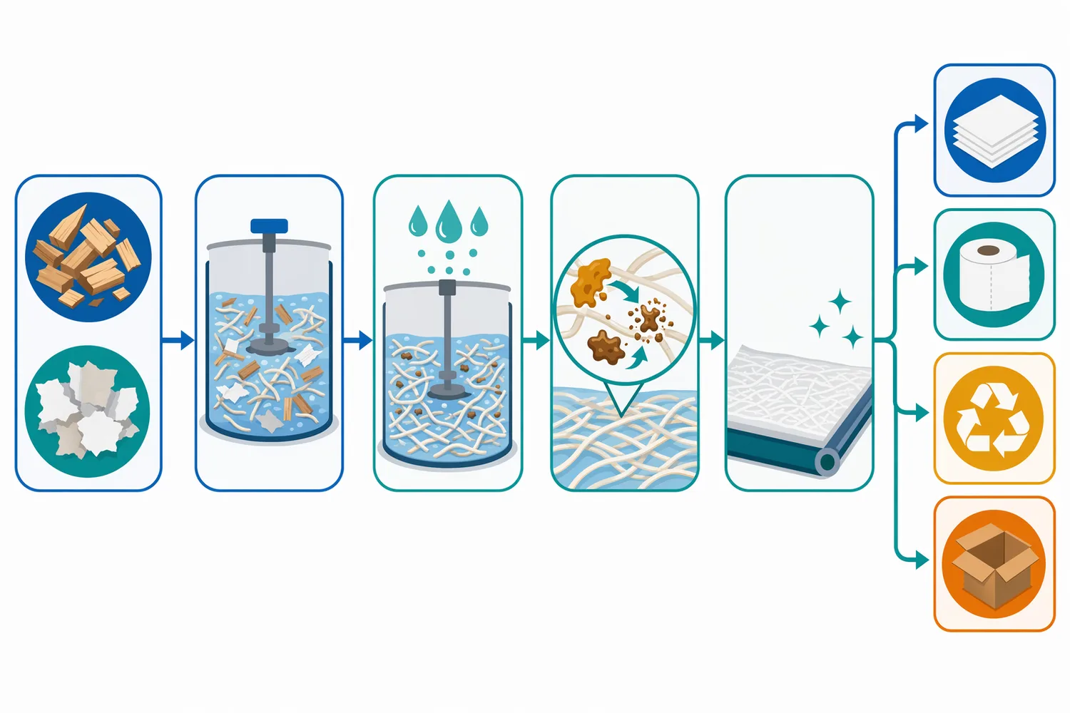 Cutinase fits best in wet, accessible process zones such as recycled-fiber preparation, pulp slurry pretreatment, broke handling, non-wood fiber processing, and selected water or sludge-conditioning steps.