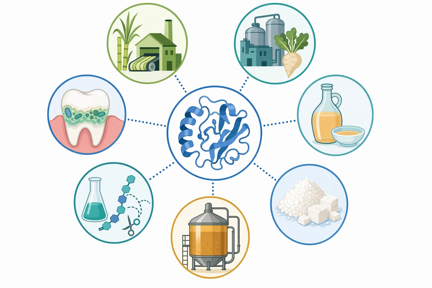 The main process benefits of dextranase use are reduced dextran-related viscosity, improved separation behavior, more consistent crystallization, and better process continuity.