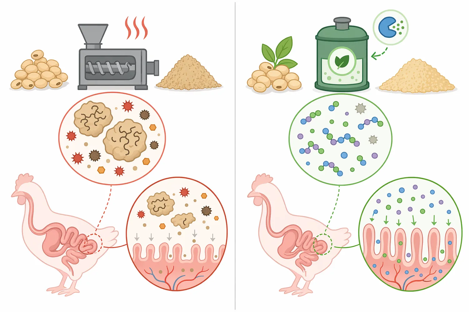 Acid, neutral, and alkaline proteases differ mainly by the pH stage of fermentation in which they are most useful for protein hydrolysis.