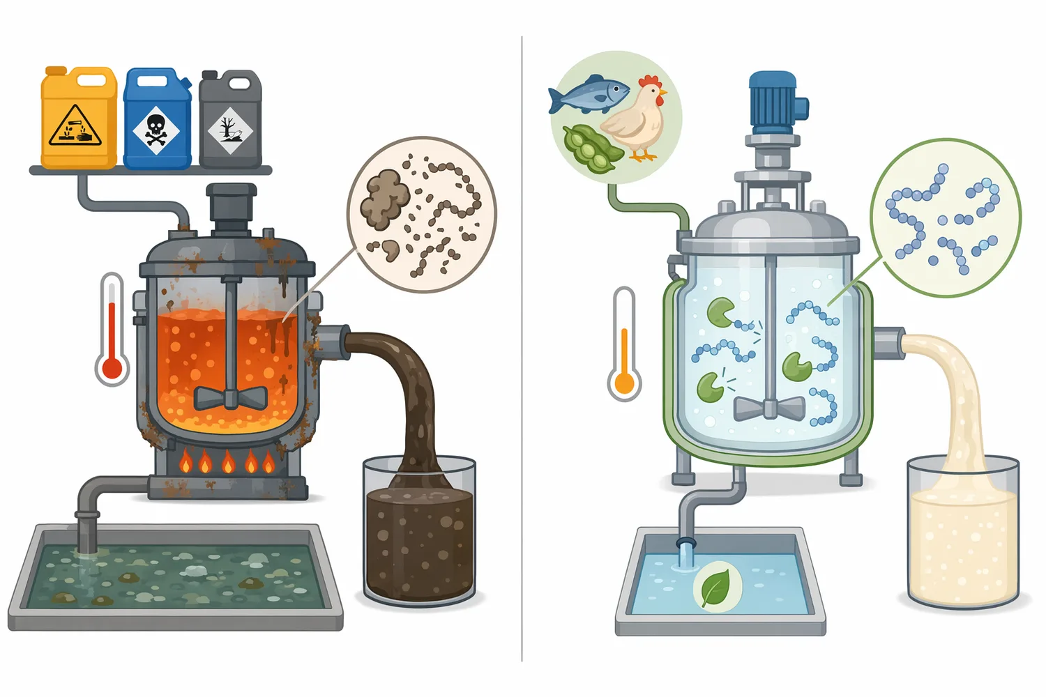 Acid, neutral, and alkaline proteases are selected according to process pH, substrate behavior, and the desired balance of hydrolysis rate and product functionality.