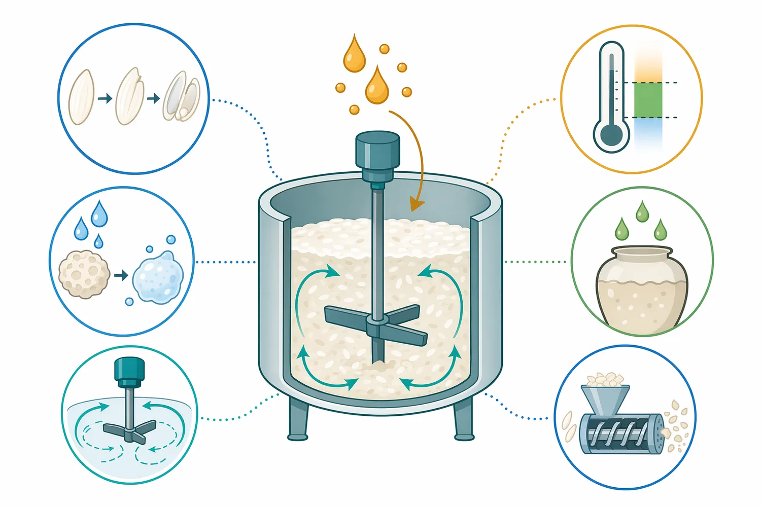 Alpha-amylase performance depends on starch accessibility, hydration, mixing, temperature history, pH context, and mechanical pretreatment.
