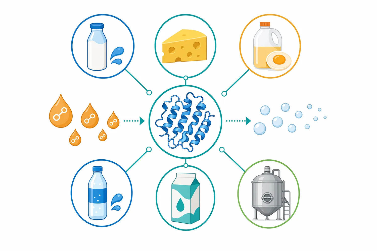 Catalase peroxide-removal chemistry is relevant to food, dairy, ingredient, textile, pulp and paper, wastewater, and process-water applications.