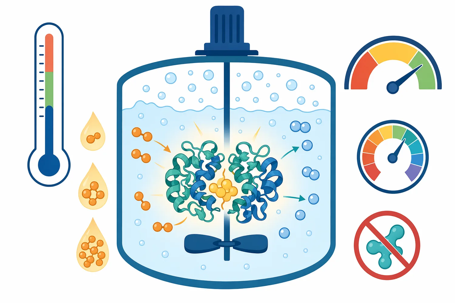 Catalase performance depends on enzyme-compatible conditions including temperature, pH, mixing, peroxide exposure, and inhibitors.