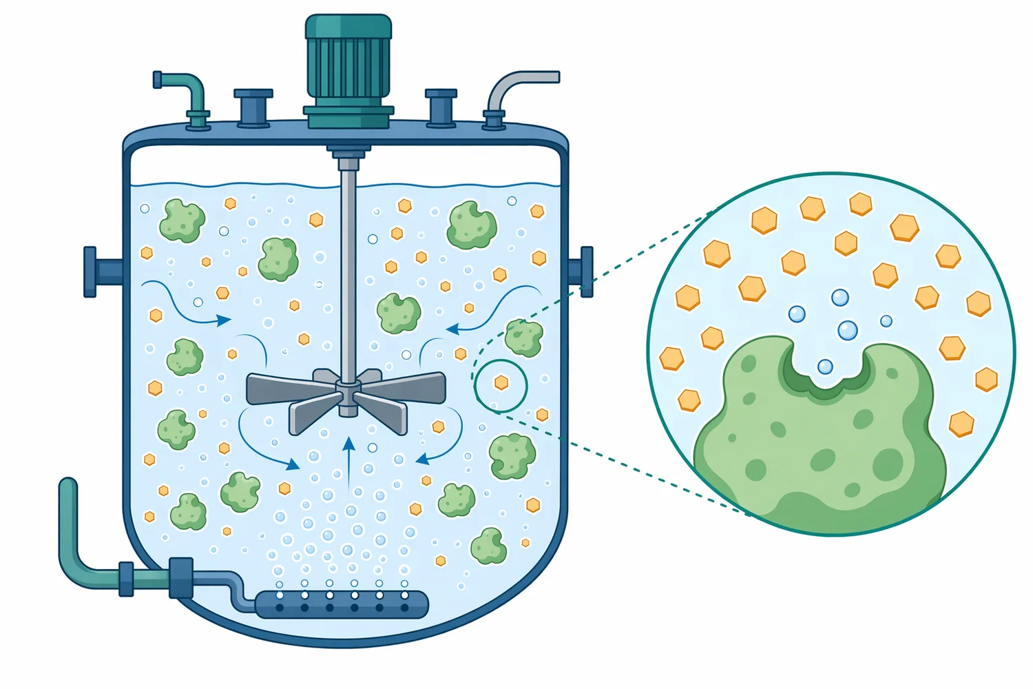 Oxygen transfer can become the limiting factor even when glucose is present in large excess.