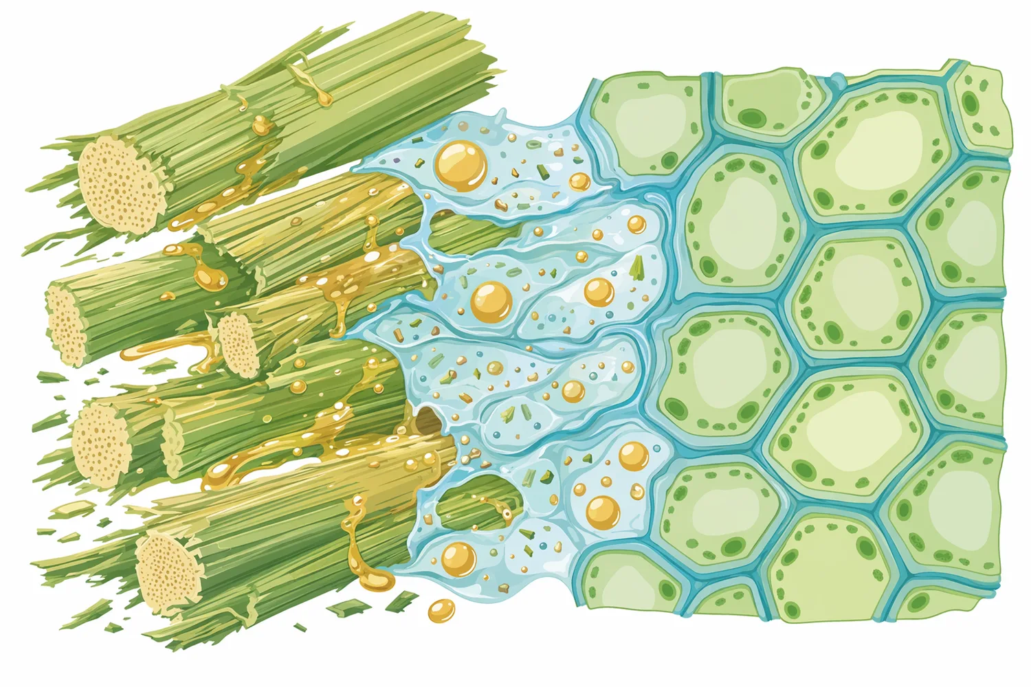Pectinase is used as a processing aid because pectin in plant cell walls can trap liquid, fine solids, and soluble compounds in crushed cane and botanical materials.