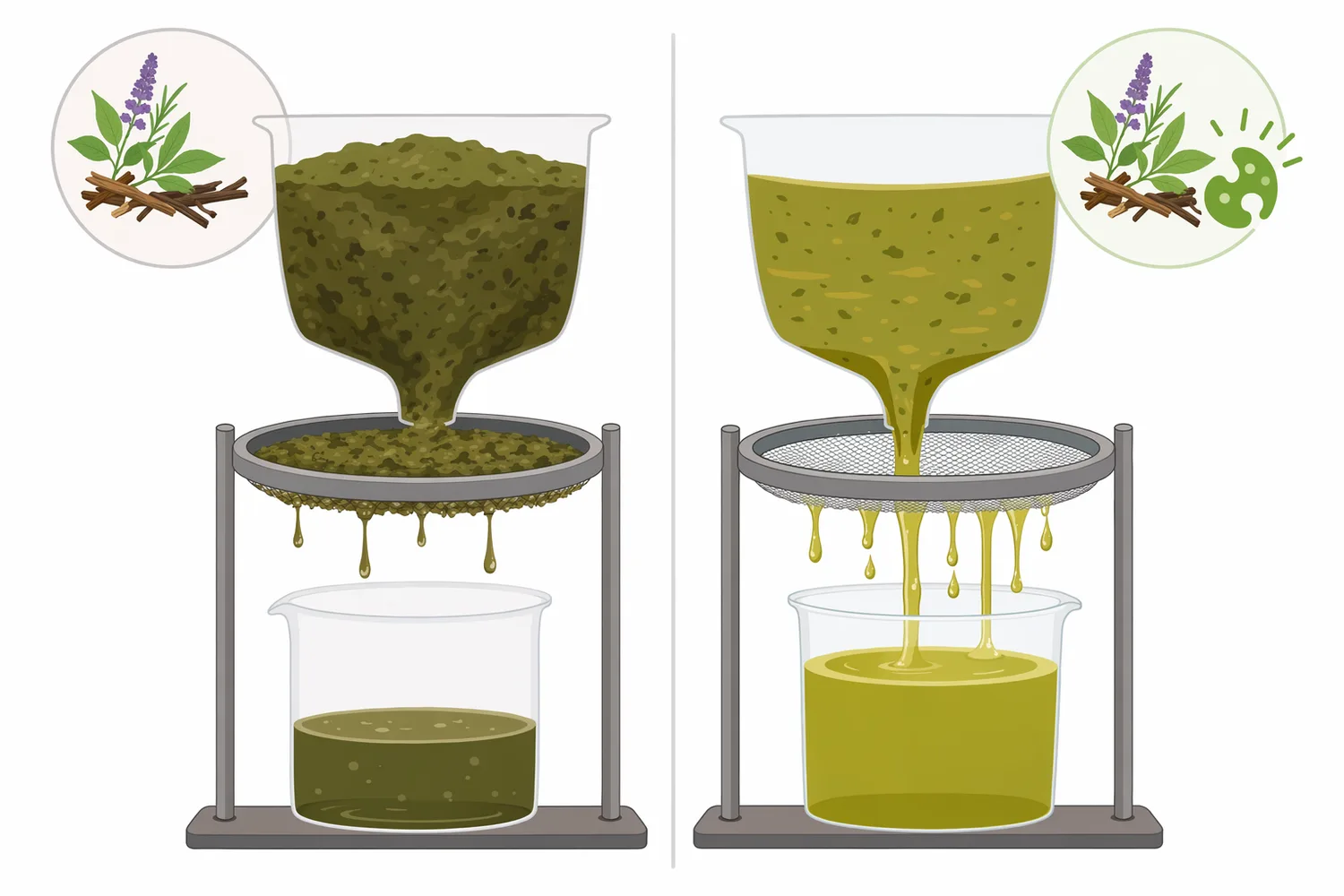 Pectinase, cellulase, and hemicellulase act on different plant-wall polymers, so their processing effects differ in complex botanical raw materials.