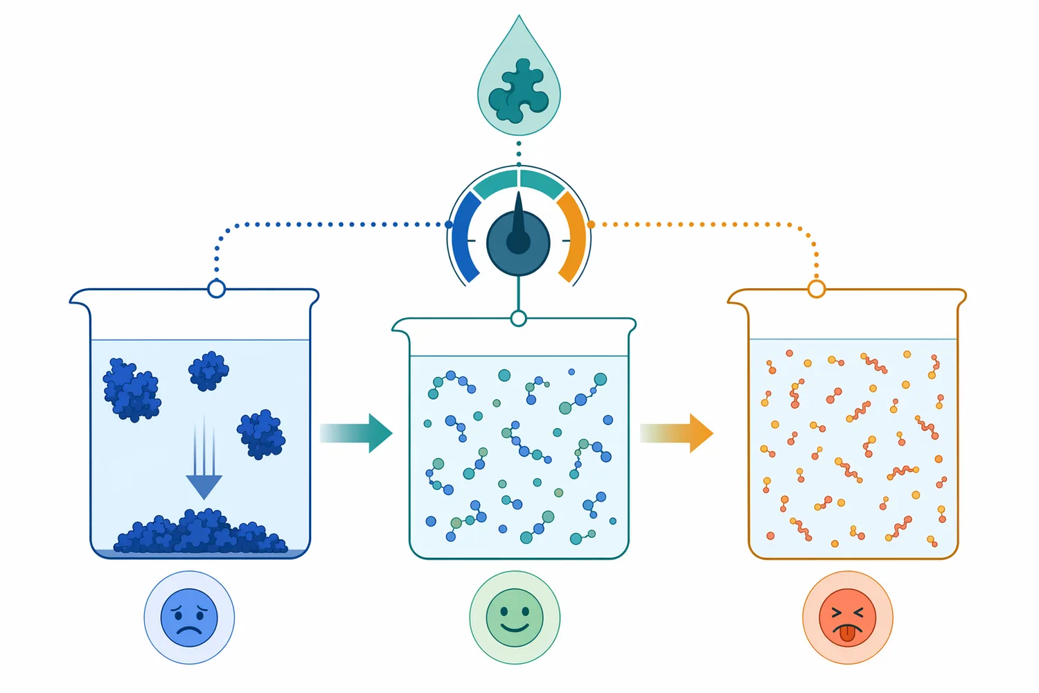 The same cleavage that improves dispersibility can increase bitterness if hydrophobic peptide fragments accumulate.