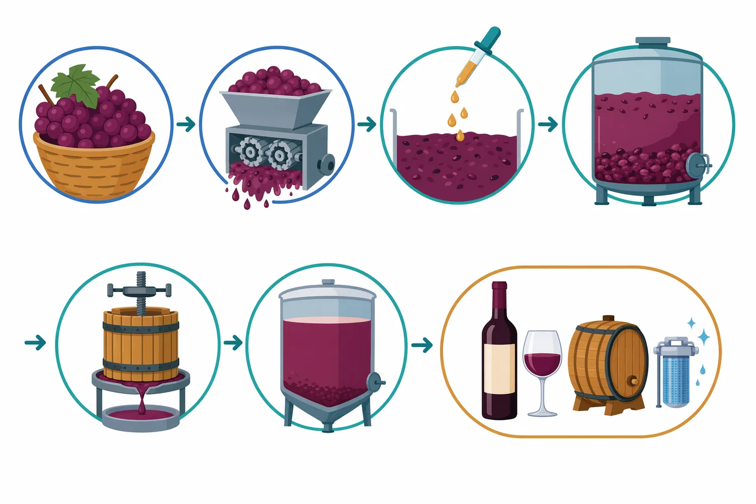 Pectinase is most useful from crushing through maceration and pressing, when fruit solids and pectin-rich structures remain accessible.