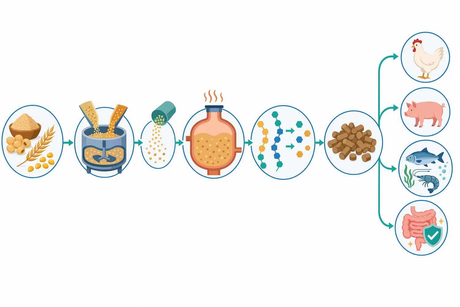 Practical action depends on enzyme contact with hydrated substrate, followed by oligosaccharide cleavage and use of the resulting smaller sugars.