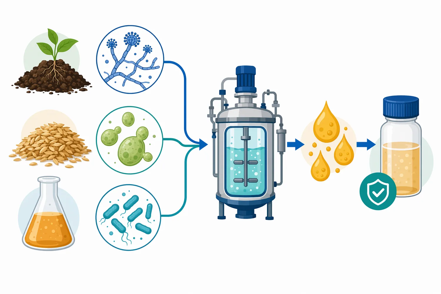 Commercial and research glucoamylases come from diverse fungal and bacterial sources that differ in production efficiency and process tolerance.
