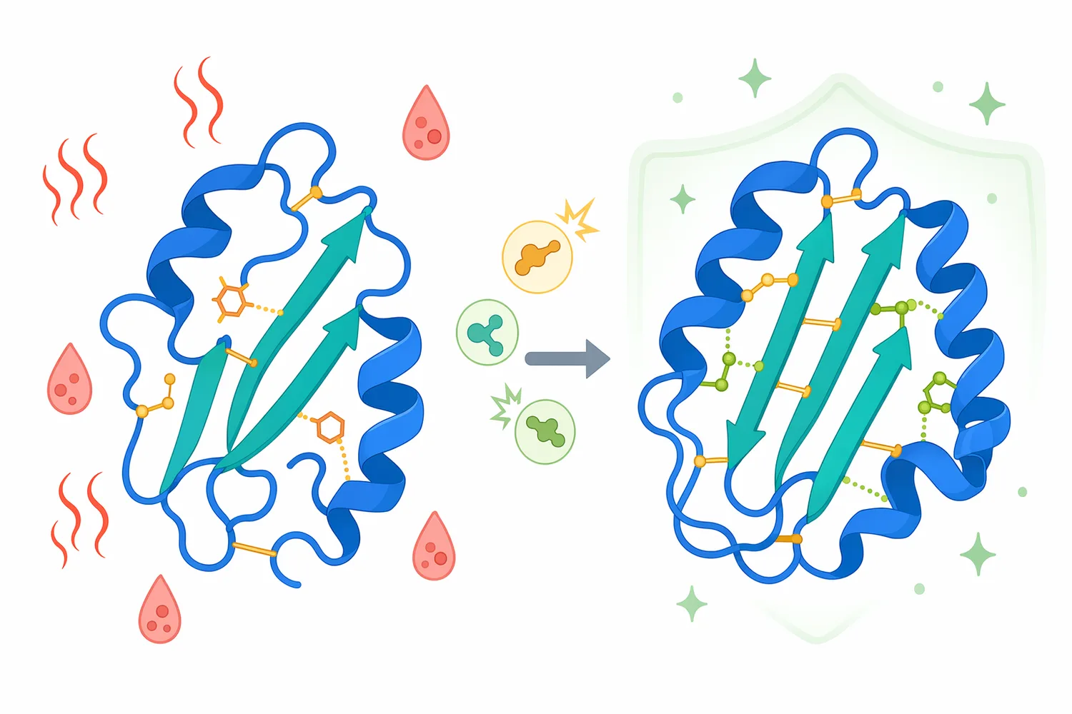 Protein engineering aims to preserve glucoamylase folding and active-site geometry under warm, acidic, or long-residence process conditions.