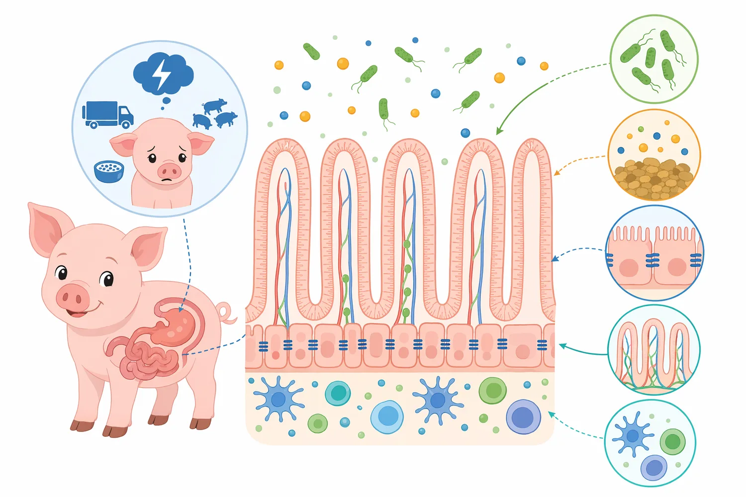 Piglet research evaluates glucose oxidase as nutritional support during post-weaning intestinal and enterotoxigenic E. coli challenge models.