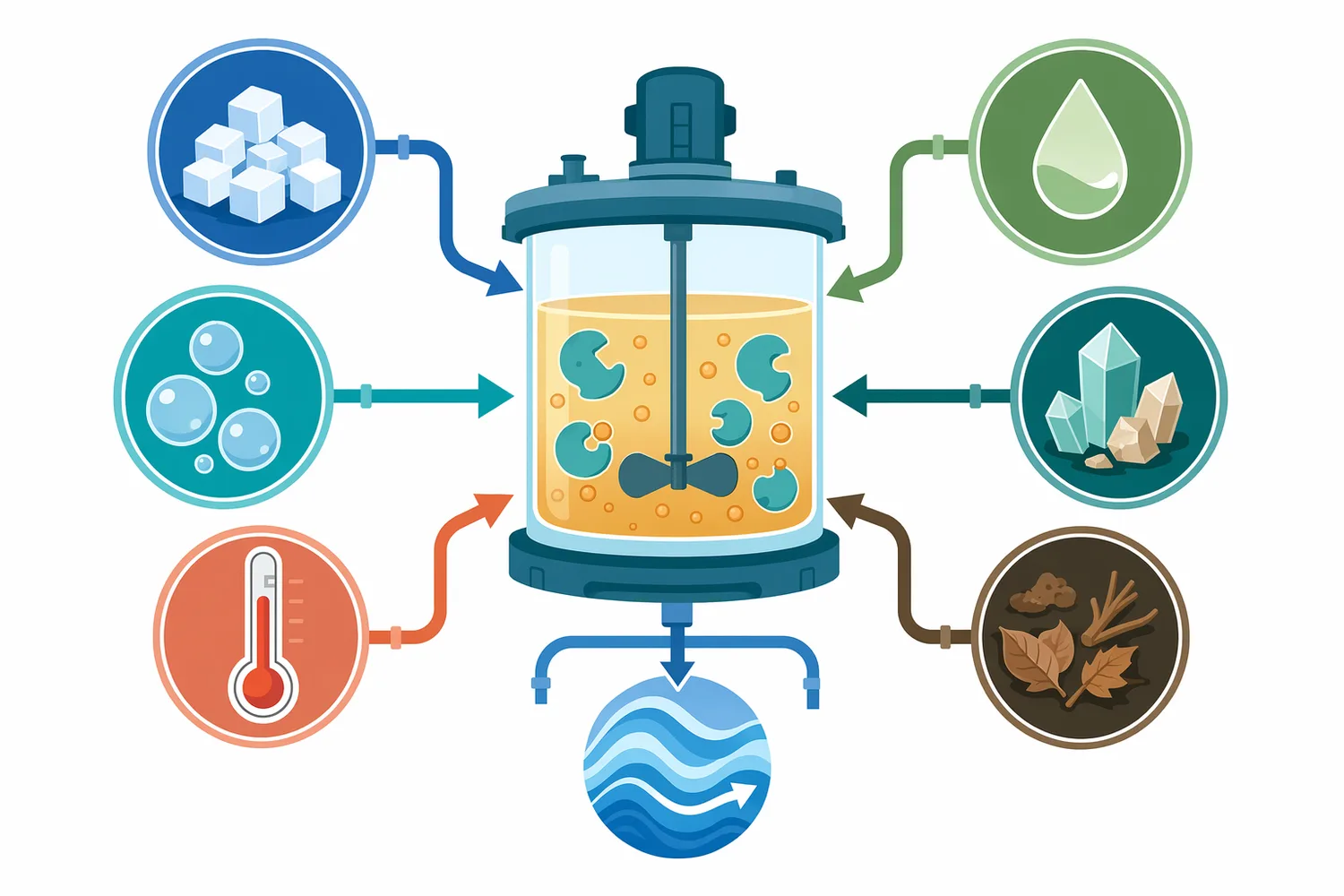 Glucose oxidase performance in water depends on substrate availability, oxygen, contact time, temperature, pH, minerals, organic load, and overall water chemistry.