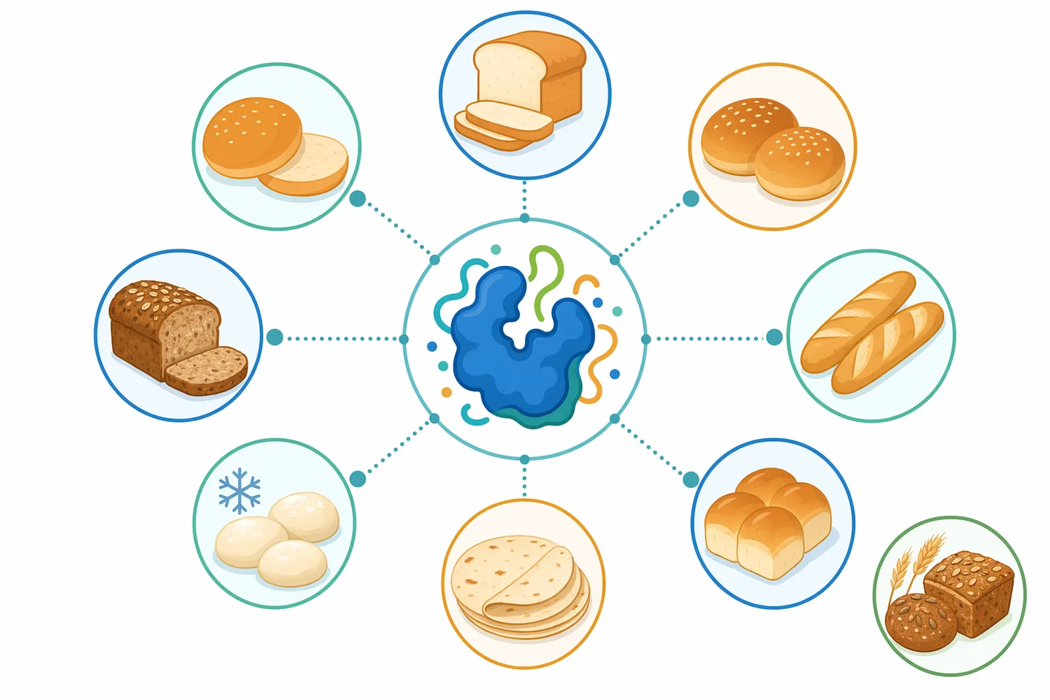 Baking hemicellulase is mainly used to increase loaf volume, improve crumb structure, soften texture, and enhance machinability in wheat-based products.