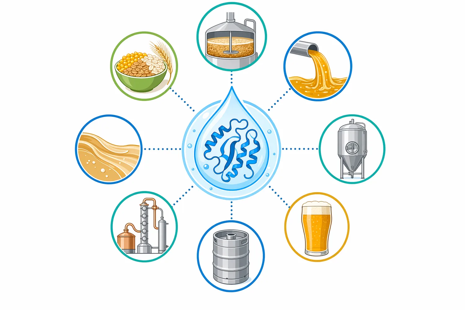 Added thermostable alpha amylase is most useful in adjunct-heavy grists, specialty-malt-heavy recipes, warm mash or adjunct-cooking steps, and high-gravity brewing.