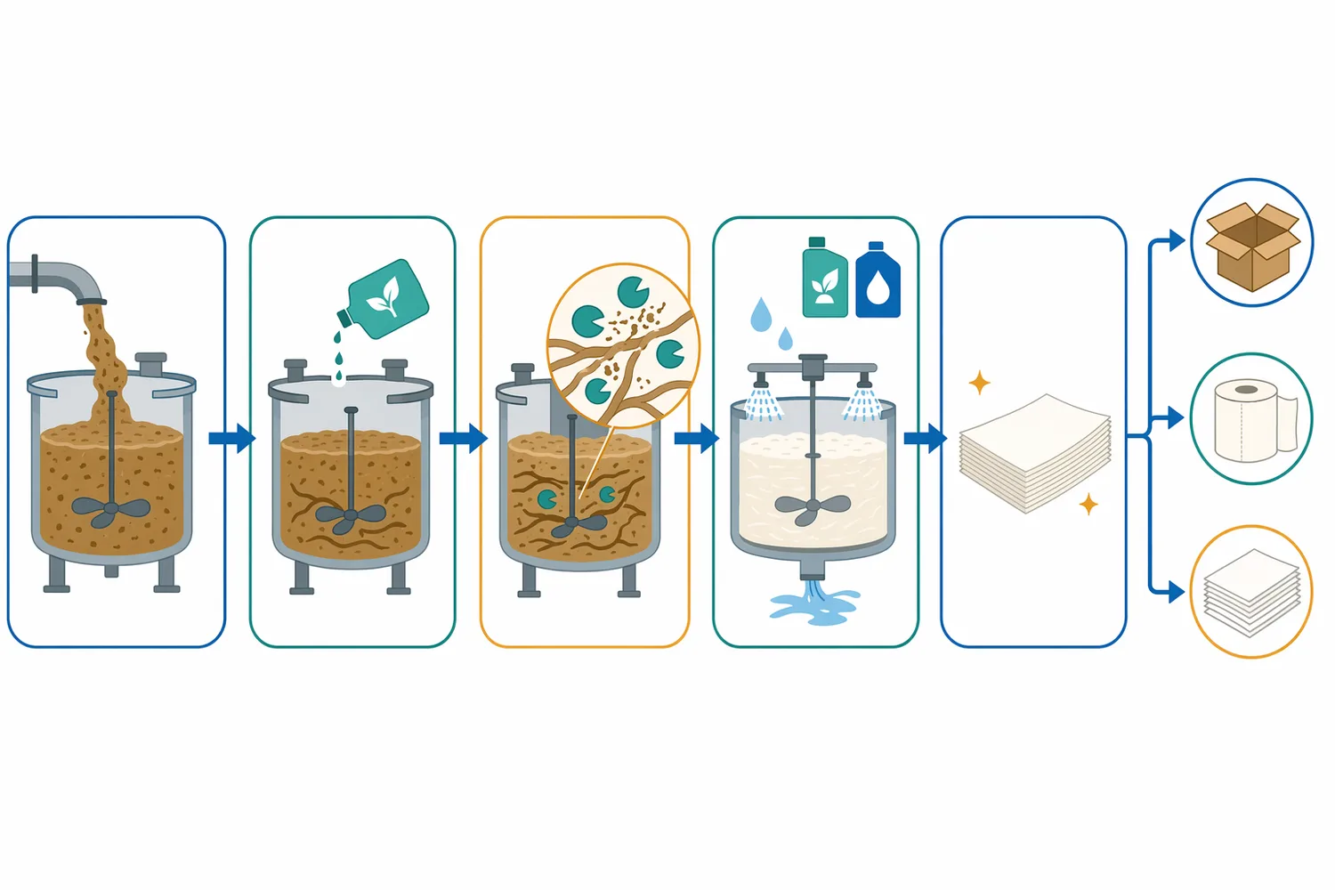 In kraft bleach boosting, xylanase is typically positioned before the main oxidative bleaching stage to improve lignin accessibility.