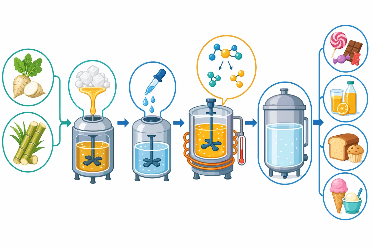 In fondant centers, invertase gradually converts dissolved sucrose, prompting more crystal sucrose to dissolve and producing a softer center over time.